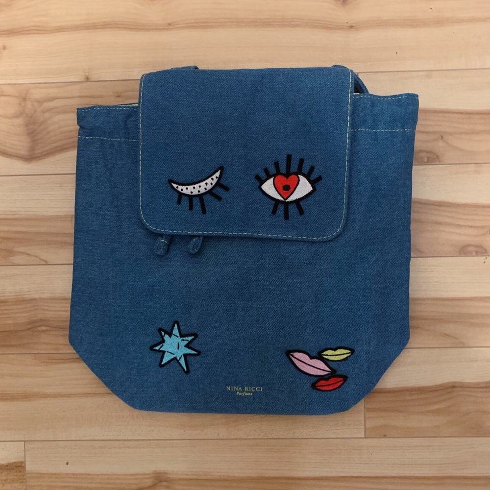 Nina Ricci Embroided denim Jeans Backpack bag